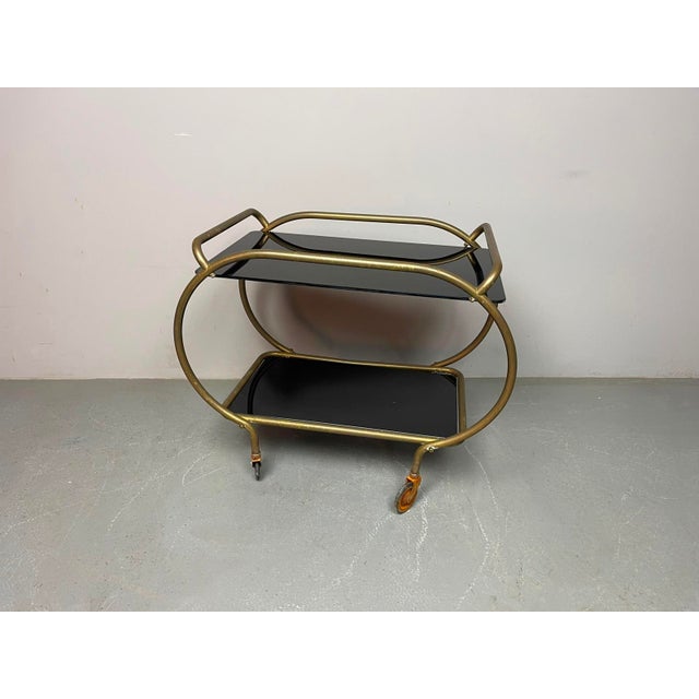 Mid-Century Brass and Black Glass Bar Trolley from Grünstadt, Germany, 1950s For Sale - Image 12 of 18
