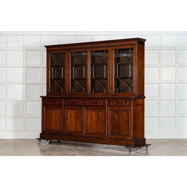 Late 19th Century Large English Inlaid Mahogany Library Bookcase from Maple & Co., 19th Century For Sale - Image 5 of 17