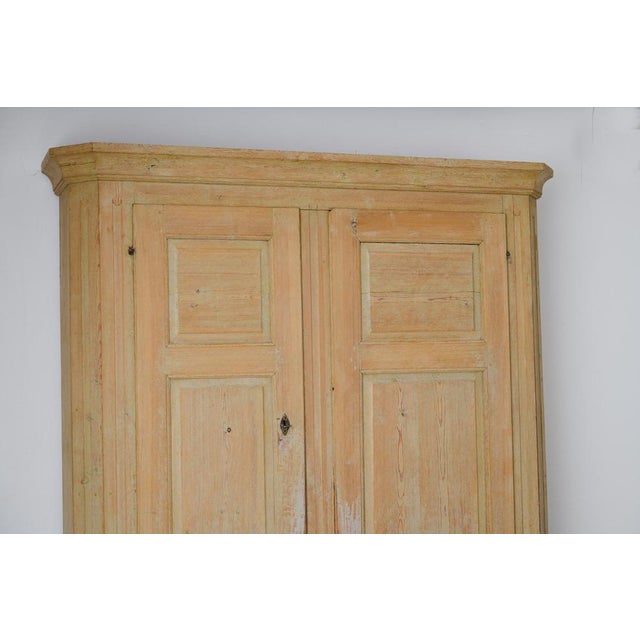 Large Antique Swedish Gustavian Style Folk Art Handmade Pine Cabinet For Sale - Image 6 of 17