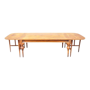 Antique French Country Farmhouse Extension Pine Wood Large Banquet Dining Table