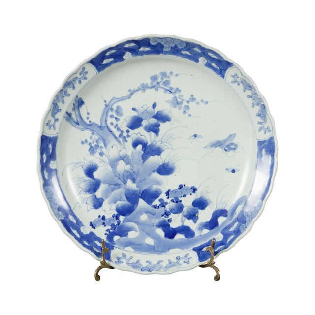 White 19th Century Japanese Painted Blue & White Porcelain Imari Plate For Sale - Image 8 of 12