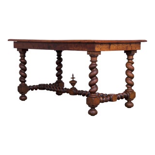 Antique French Louis XIII Barley Twist Oak Table For Sale
