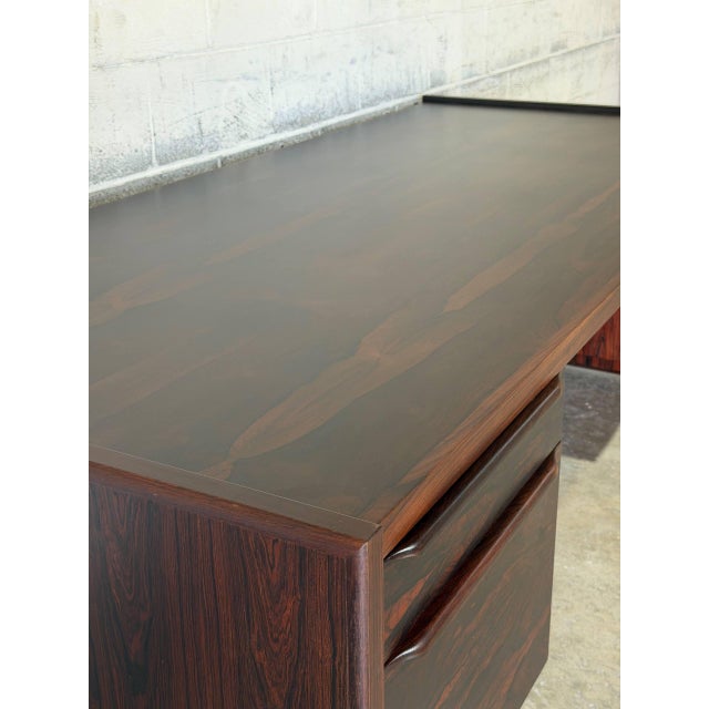 Rosewood Double-Pedestal Executive Desk With 5 Drawers Danish Mid-Century Modern 1970s For Sale - Image 12 of 14