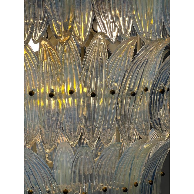Gold Italian Murano Glass Palmette Leaves Chandelier, 1980s For Sale - Image 8 of 18