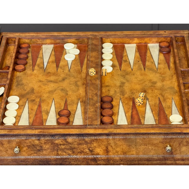 Mid-20th Century Tooled Leather-Clad Games Table For Sale - Image 6 of 18