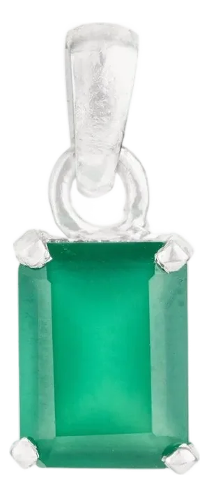 2.26 CTW Green Onyx Octagon Pendant in 925 Sterling Silver