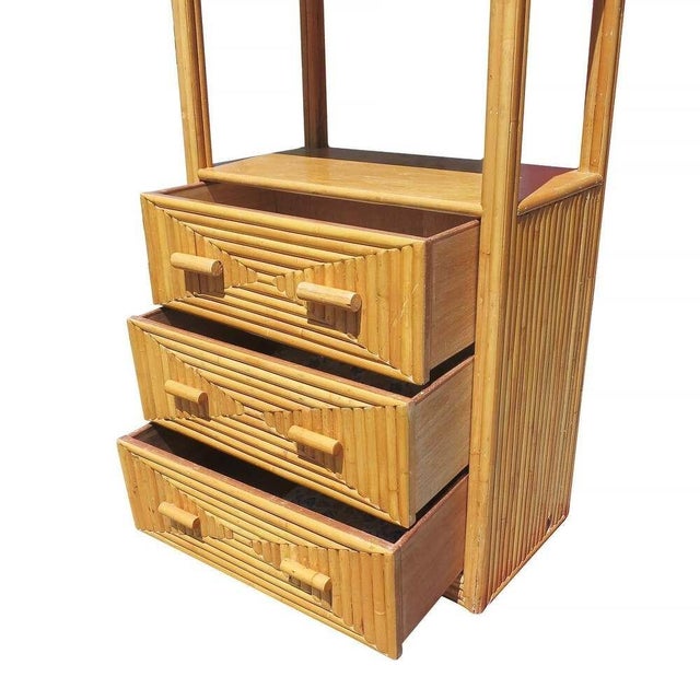 1950s 1950s Restored Rattan & Mahogany Display Curio Cabinet Etagere For Sale - Image 5 of 9