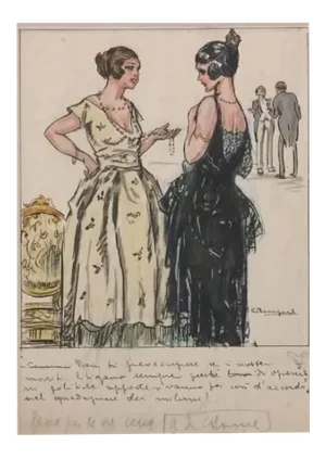 Our husbands - Original Ink and Watercolor by L. Bompard - Early 1900 Early 20th Century