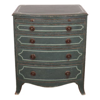 Vintage English Bowfront Bedside Chest of Drawers, 1890s For Sale