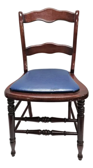 Mid Century Victorian Style Mahogany and Vinyl Upholstered Seat Side Chair