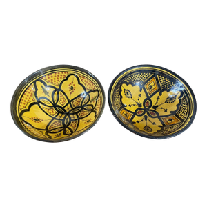 Vintage Moroccan Set of Two Ceramic Bowls With Geometric Design