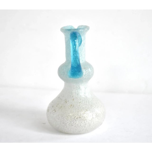 Mediterranean Late 20th Century Blue Murano Bullicante Bubble Glass Pitcher For Sale - Image 3 of 8
