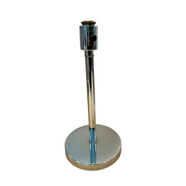 Chrome Vintage Mid Century Modern Original Koch & Lowy Dimmable Chrome Table Lamps With Original Shades - a Pair For Sale - Image 8 of 14