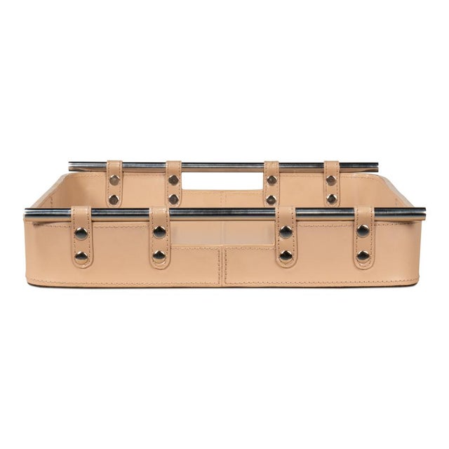 2020s Tan Leather Tray For Sale - Image 5 of 12