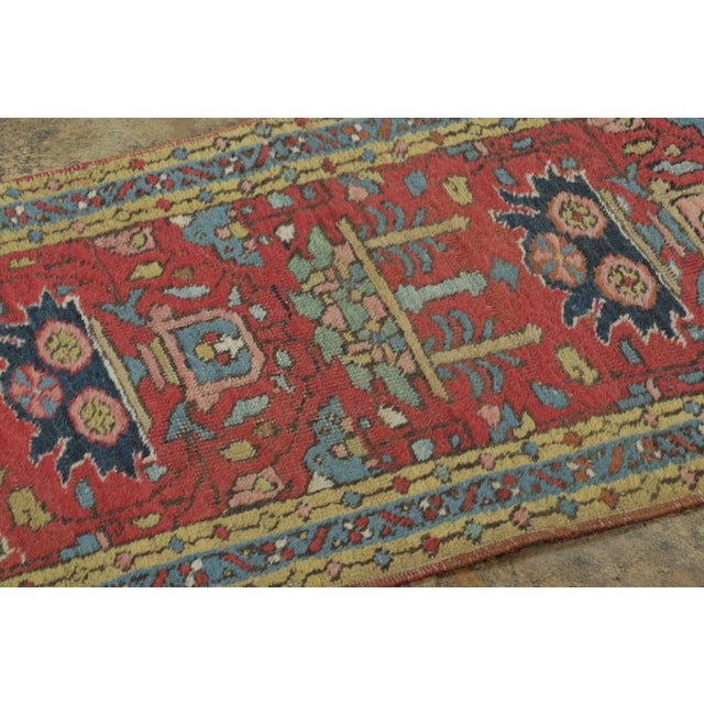 Solo Rugs Antique Heriz Runner in Red With Polychromatic Classic Medallions - Rug & Kilim For Sale - Image 4 of 7