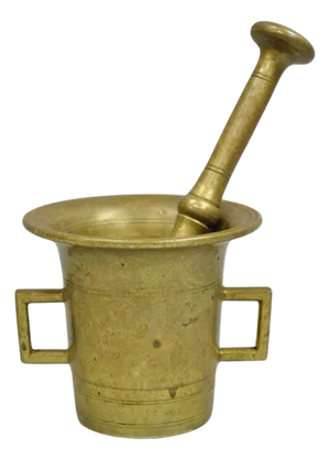 Antique Solid Bronze Brass Large German Apothecary Mortar With Pestle