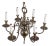 1970s Colonial Style Brass 6 Light Chandelier For Sale