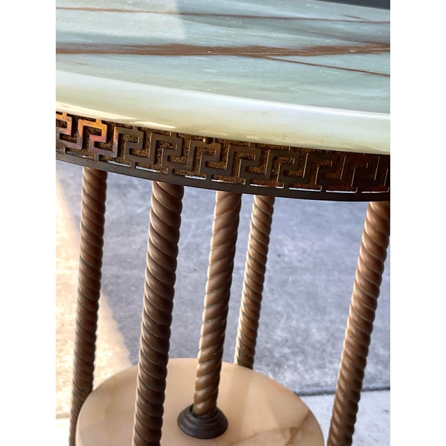 Vintage Greek Key Brass and Onyx Accent Table For Sale - Image 12 of 12