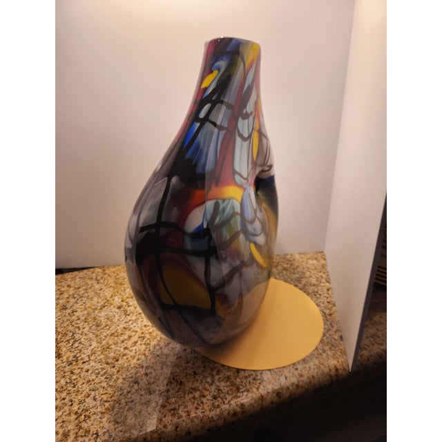 Surrealism Murano Monumental 14" Signed v. Nason Art Glass Cubist Vase 9.5lb Picasso Homag For Sale - Image 3 of 8