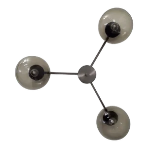 Tre Satin Black Nickel and Smoky Globe Flush Mount by Fabio Ltd