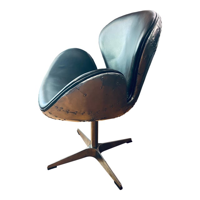 Restoration Hardware Aviator Blackhawk Leather & Metal Chair Chairish