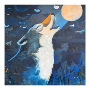 “Wolf Moon” a Wolf Painting by LWren Walraven