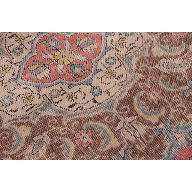 1990s Art Nouveau 1990's Vintage Coral/Blue Wool Rug - 9'5'' X 12'7'' For Sale - Image 5 of 10