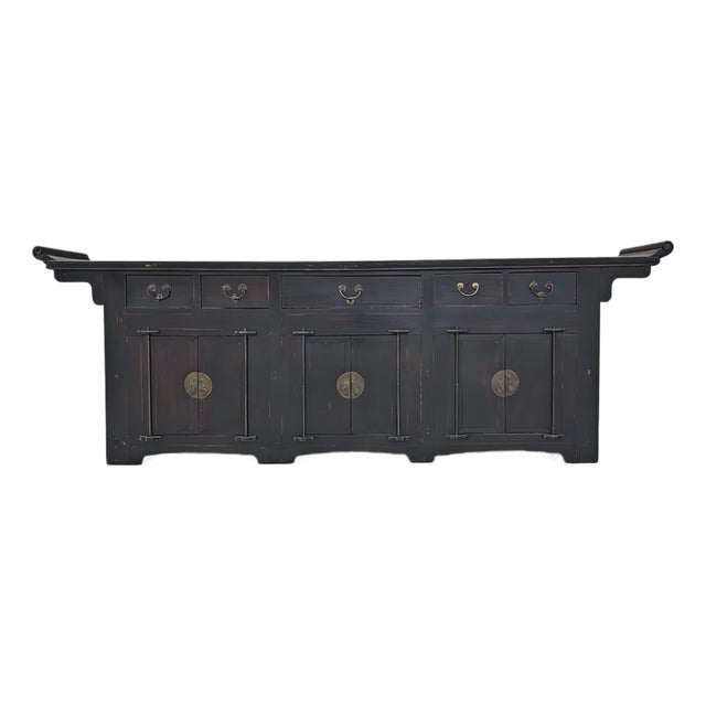 9' Feet Long Antique Chinese Elm Sideboard From Shanxi, Circa 1786 For Sale