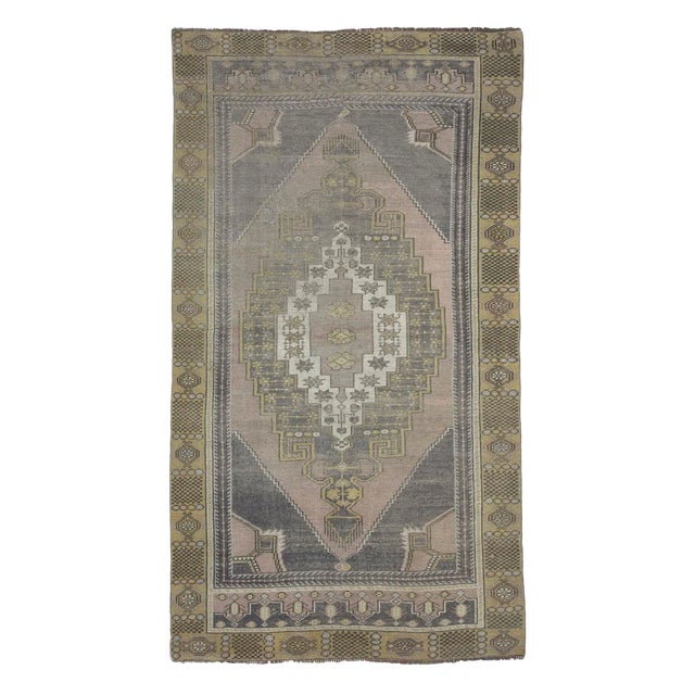 1960s Vintage Turkish Area Rug- 4′5″ × 8′2″ For Sale