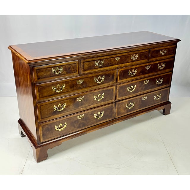 Brown Late 20th Century Henredon Aston Court Collection Walnut, Myrtle & Ash Burl Double Dresser - Surrey Finish For Sale - Image 8 of 15