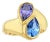 Blue Topaz & Amethyst Pear Shaped Ring, Size 8 For Sale