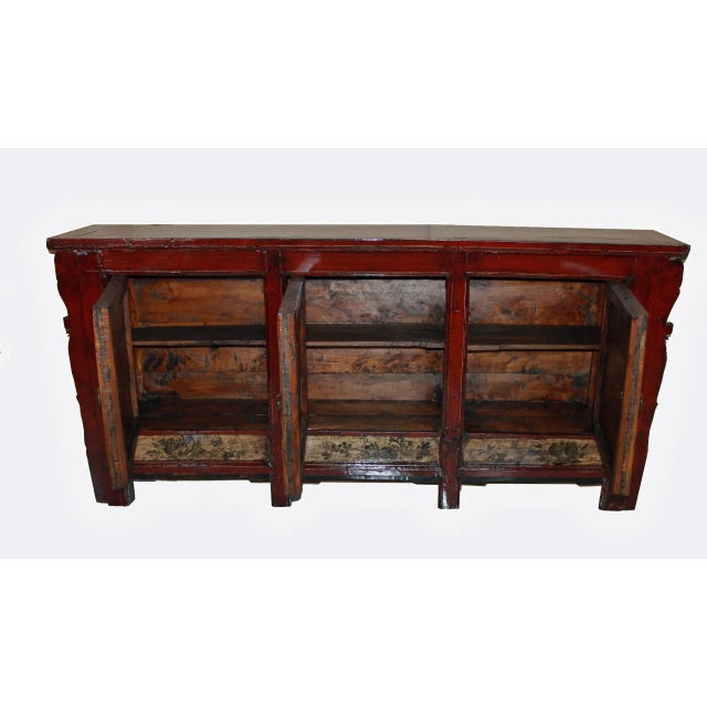 Late 19th Century Mongolia Sideboard With Hand Painted Mountains Doors For Sale - Image 10 of 11