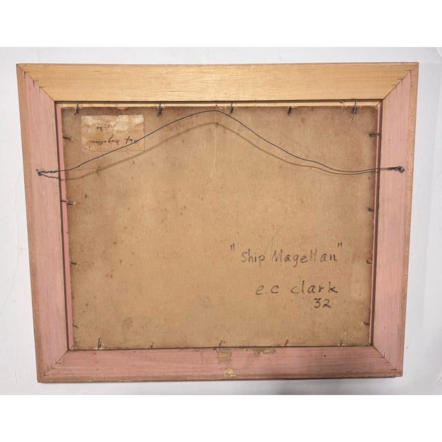 An American classic marine seascape featuring a 3 masted clipper gliding along choppy water under a dramatically vibrant...