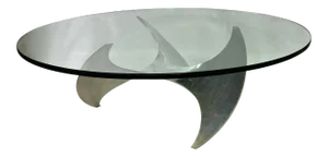 Mid-Century Aluminum and Glass Propeller Table by Knut Hesterberg
