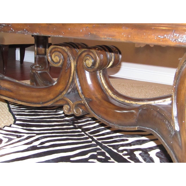 Marge Carson Large Carved Wood & Beveled Glass Top Coffee Table Chairish
