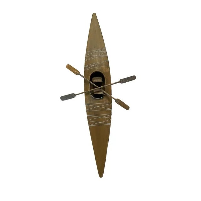 1950s Wooden Boat Model, Two Seats and Two Paddles For Sale - Image 4 of 7