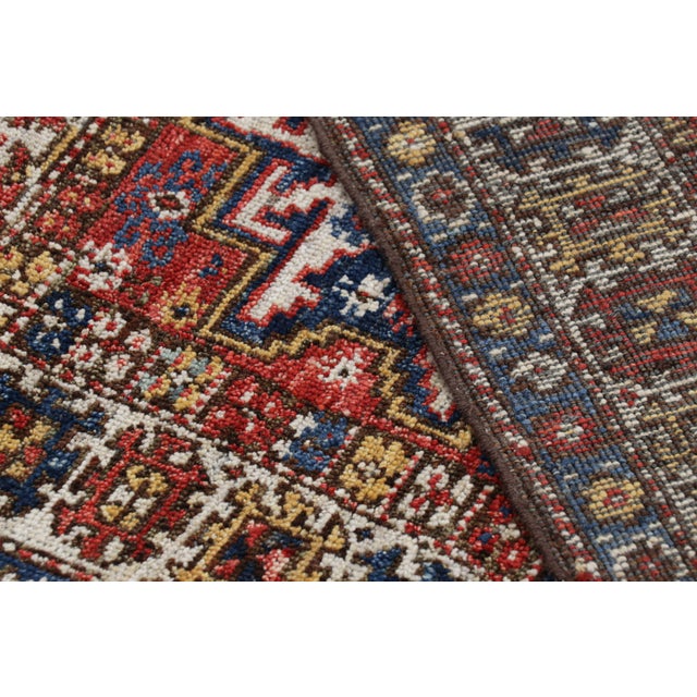 Textile Rug & Kilim’s Caucasian Style Rug in Red and Blue With Lesghi Star Medallions For Sale - Image 7 of 7