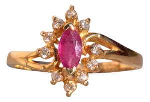 Tres Calle: 1980s Original Ruby and Diamond Ring in Yellow Gold