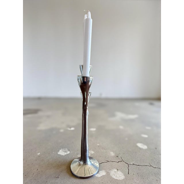 Mid Century Modern Aluminum Tree Form 3 Arm Candelabra-Brutalist-Atomic-Danish For Sale - Image 4 of 8