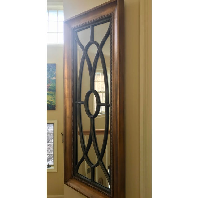 Late 20th Century 20th Century Hollywood Regency Gold Wood Rectangle Long Glass Mirror For Sale - Image 5 of 7