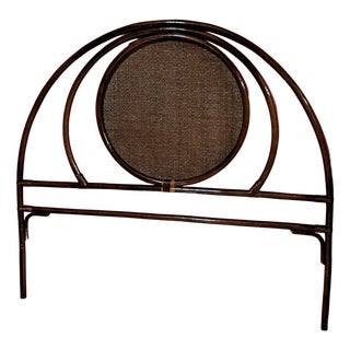 Vintage Bamboo and Wicker Headboard, 1980 For Sale