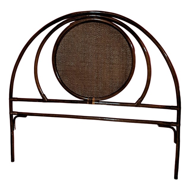 Vintage Bamboo and Wicker Headboard, 1980 For Sale