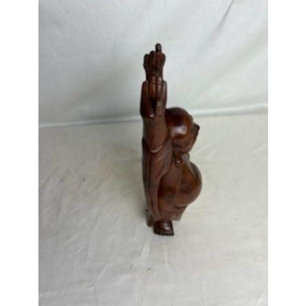 1960s Large Carved Wood Happy Buddha For Sale - Image 10 of 10