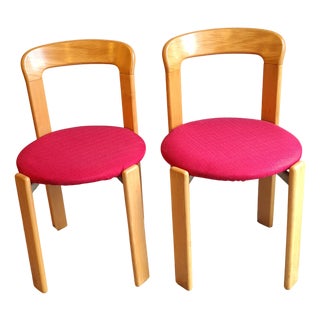 Vintage Chairs with Red Upholstered Covers by Bruno Rey, 1970s, Set of 2 For Sale