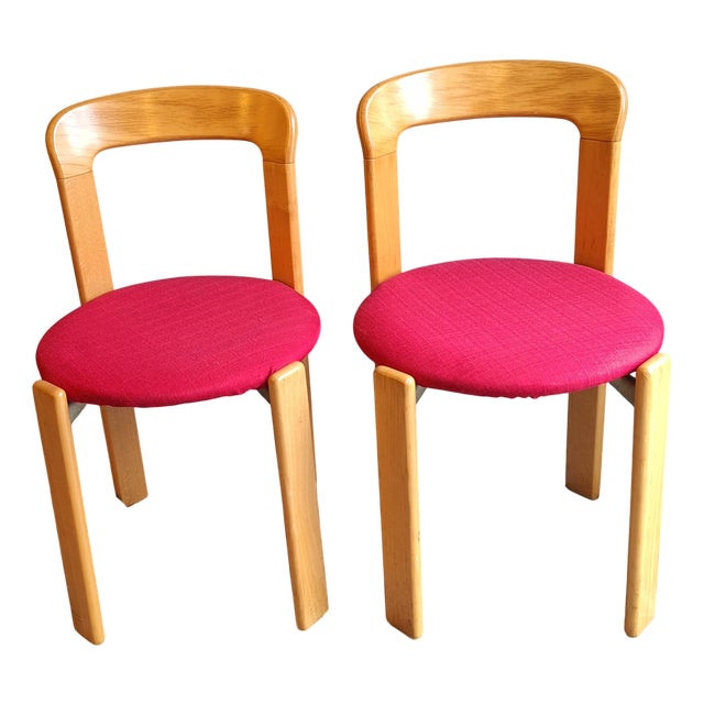 Vintage Chairs with Red Upholstered Covers by Bruno Rey, 1970s, Set of 2 For Sale