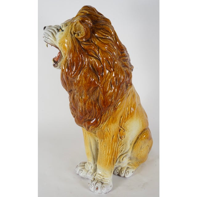 Brown Vintage Italian Lion Statue For Sale - Image 8 of 10