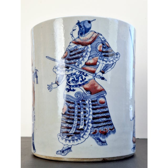 White Chinese Warriors Porcelain Bitong For Sale - Image 8 of 10