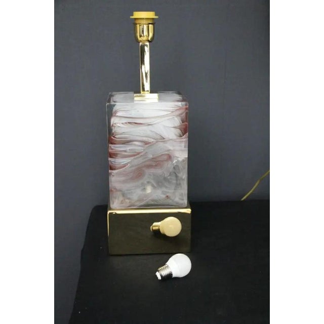 Metal Murano Glass Block Table Lamps, 1990s, Set of 2 For Sale - Image 7 of 18