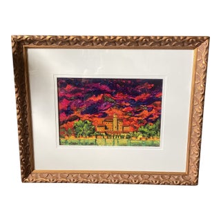 Susan R. Wilson Original Oilstick Expressionist Mediterranean Landscape, Signed & Professionally Framed For Sale