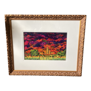 Susan R. Wilson Original Oilstick Expressionist Mediterranean Landscape, Signed & Professionally Framed
